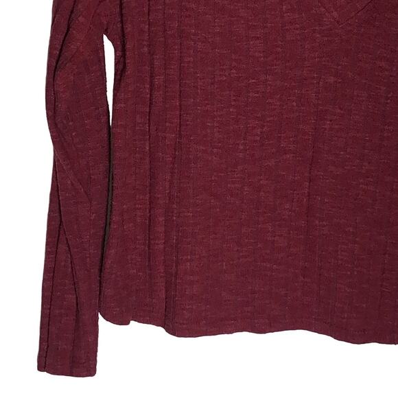 Lulus Deep V-neck Ribbed Sweater Women's Size Small Burgundy Red Knit Top - Picture 3 of 8